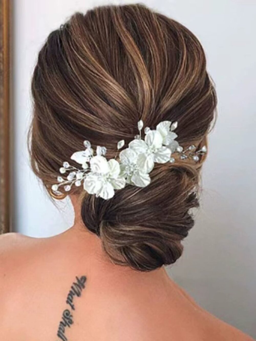 White Floral Bridal Hairpin Clip | Crystal Wedding Hair Piece for Brides
